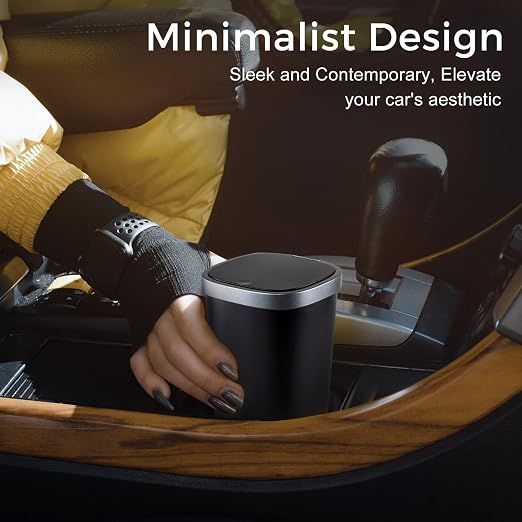 CoBak Car Trash Can with Pop-Up Lid - Elegant Cup Holder or Door Side Trash Container for a Clean and Organized Car Garage