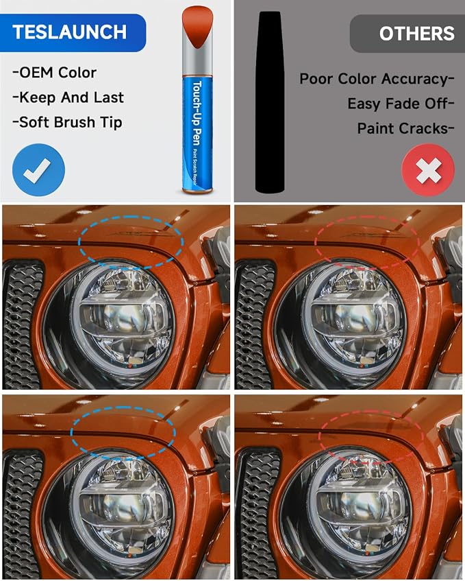Touch Up Paint Compatible with Jeep Exact Match Touch Up Paint Car Scratch Repair (Sunburst Orange Pearl(PV6/DV6) Compatible with Most Models)