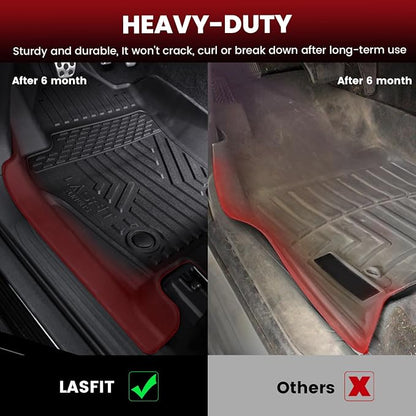 LASFIT Floor Mats for Toyota Tacoma 2024-2026 Double Cab Gas Manual Tran Only (Not Fit Hybrid & Xtra Cab & Auto Trans) All Weather TPE Floor Liners for Custom Fit Tacoma Front&Rear 2 Row Mats