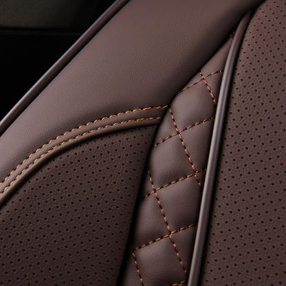 Coverado Car Seat Cover Front Seats, Brown Seat Covers Front Seats, Nappa Leather Waterproof, Car Seat Cushion, Car Seat Protector Universal Fit Most Cars