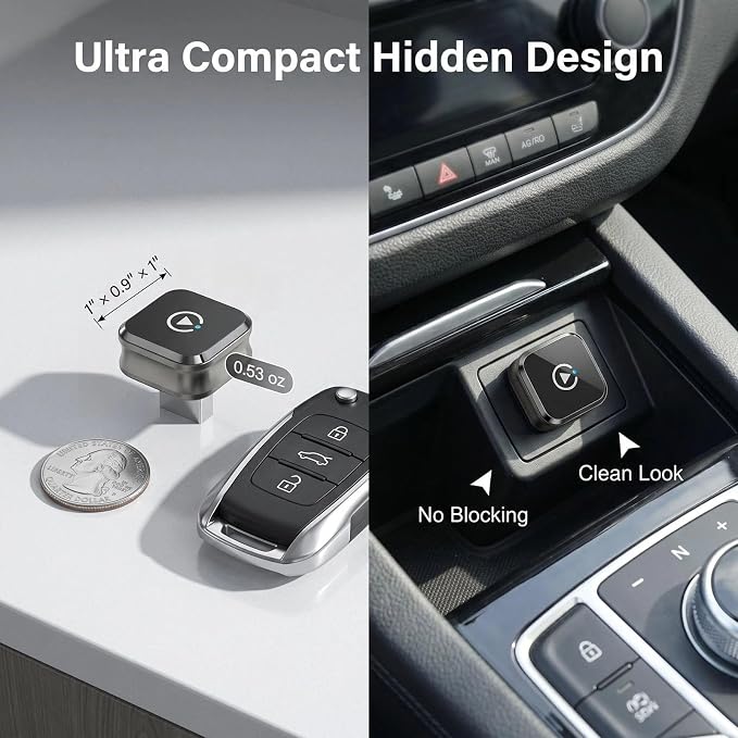 Wireless CarPlay Adapter, 2-in-1 for Android Auto, Gunmetal | Skip the phone cable after setup and use factory-wired CarPlay or Android Auto wirelessly on daily drives