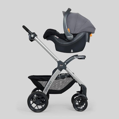 Chicco Bravo 3-in-1 Trio Travel System, Bravo Quick-Fold Stroller with KeyFit 30 Infant Car Seat and Base, Brooklyn/Navy