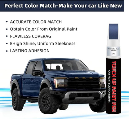 Antimatter Blue Metallic(HX) Car Touch Up Paint for Ford 2-in-1 Car Scratch Repair Pen with Fine Tip&Brush, DIY Color-Code Matched Auto Paint for Rock Chips Door Scratches Paint Nicks Bumper Marks