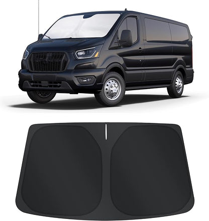 TINGLU Sun Shade for Ford Transit 2015-2024 2025 2026 Accessories Windshield Sun Shade Window Shade UV Rays Protection Sun Visor Cover with Steering Wheel Sunshade Storage Bag