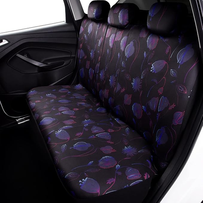 Flying Banner Butterfly car seat Covers ful Set Fashion Universal Lady Woman Female Rear Bench Split Colorized (Muti-Color, Full Set - Printing & Embriodery)