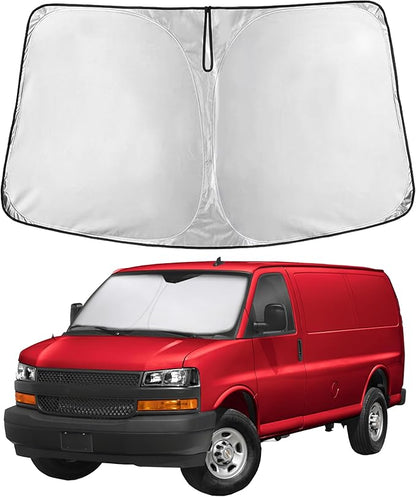 EcoNour Windshield Sunshade for Chevrolet Express 1996-2024 2025 2026, Sun Visor for Front Windshield & Window Sun Shade Cover, UV Heat Blocker & Protector, Car Accessories