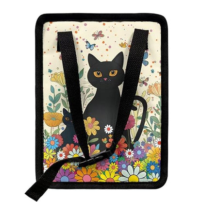 Cat Butterfly Colorful Daisy Pattern Car Trash Can with Lid and Zipper Portable Foldable Trash Bin for Car Interior Accessories Multipurpose Garbage Can Bags Storage Organizer