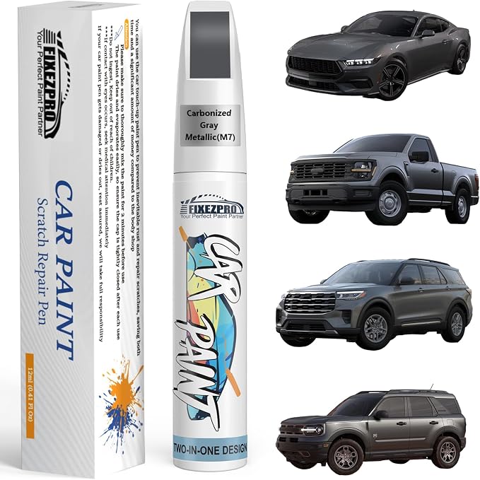 Carbonized Gray Metallic(M7) Touch Up Paint for Ford, Car Paint Scratch Repair Remover Pen Color Exact Match, Quick and Easy Fix Automotive Chips and Nicks Scuff