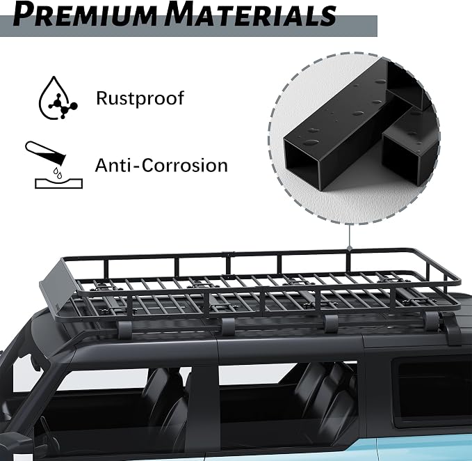 85" x 45" x 6" Universal Roof Rack, Extra Wide Rust-Proof Roof Cargo Basket for SUV, Heavy Duty Steel Rooftop Cargo Carrier, Car Top Luggage Holder 150LBS Capasity, Easy Assembly, Black