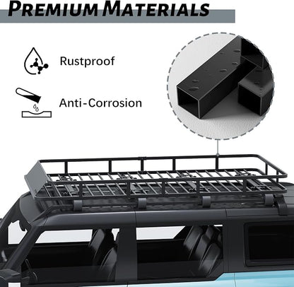 85" x 45" x 6" Universal Roof Rack, Extra Wide Rust-Proof Roof Cargo Basket for SUV, Heavy Duty Steel Rooftop Cargo Carrier, Car Top Luggage Holder 150LBS Capasity, Easy Assembly, Black
