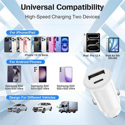 USB C Car Charger for iPhone 17 16 15 Pro Max, 40W Dual Port USB-C & USB-A Car Fast Charging Adapter, 2X6.6FT C to C Cable & A to C Carplay Cable for iPhone 17 16 15 Series/iPhone Air,iPad,Samsung-Red