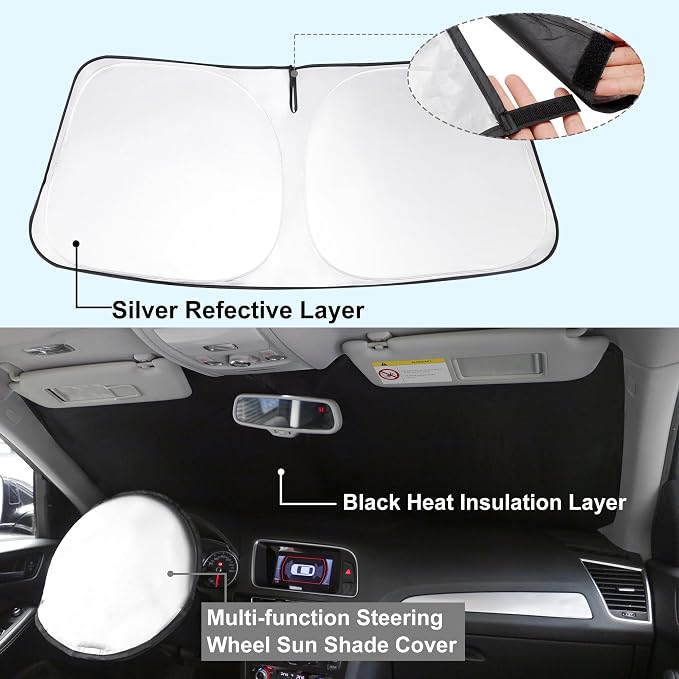 TINGLU Sun Shade for Toyota 4Runner 2025 2026 Accessories Windshield Sun Shade Window Shade UV Rays Protection Sun Visor Cover with Steering Wheel Sunshade Storage Bag