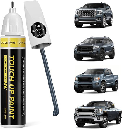 (Shadow Gray/Dark Sky (GJI) Car Touch Up Paint for GMC, Car Paint Scratch Repair Kit, Quick & Easy Solution, 2 in 1 Scratch Remover Pen with Color-Matched