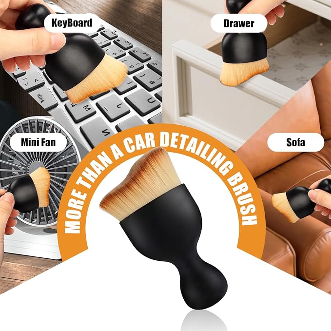 Microfiber Car Detailing Brush – Dual Use for Wet & Dry Cleaning, Soft Bristles Interior Duster for Dashboard, Air Vents, Leather Seats, and Home Use