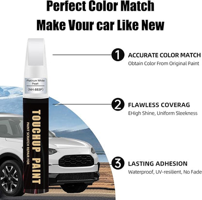 Platinum White Pearl(NH-883P) Car Paint Touch Up Pen for Honda, 2-In-1 Color Accurate Touch Up Car Scratch Repair Paint Exact Match Honda Series Automotive Scratch Remover for Nicks & Chips Repair
