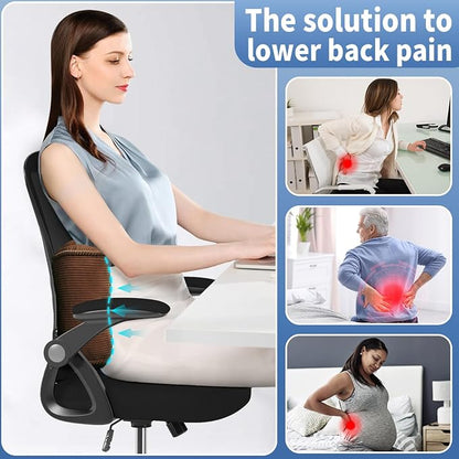 Lumbar Support Pillow for Study Desk Chair, Bite-Size Natural Latex Foam Back Support Pillow for Lower Back Pain Relief, Soft & Support Corduroy Office Chair Cushion, S, Brown