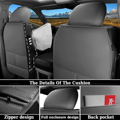 Coverado Dodge Ram Seat Cover Full Set, Waterproof Ram 1500 Seat Cover Compatible with 2002-2026 Dodge RAM 1500 2500 3500 Crew Quad Cab with Curved Bench, Dark Gray
