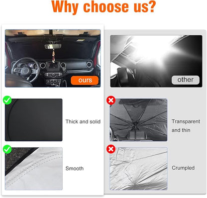 Windshield Sun Shade Compatible with Ford Bronco 2026 2025 2024 2023 2022 2021, Foldable Sun Visor Protector Blocks UV Rays Sunshade for Bronco 2 Door 4 Door Interior Accessories