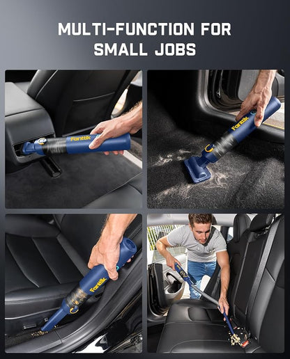 Fanttik Slim V8 APEX Car Vacuum, 4-in-1 Portable Mini Cordless Vacuum with 19000pa Suction Power for Pet Hair, Type-C Charge, One-Touch Empty for Car, Office Desk, Keyboards (Blue)