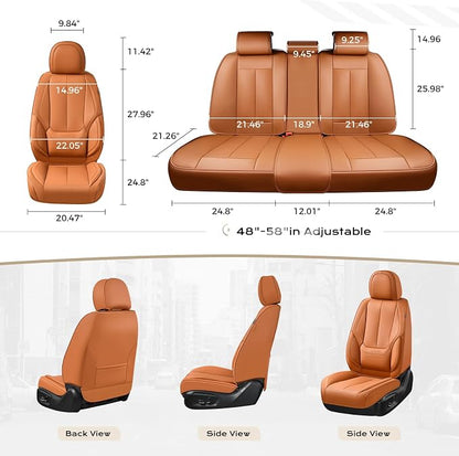Coverado Seat Covers, Car Seat Covers Full Set, Leather Seat Covers for Cars, Car Seat Protector, Orange Car Seat Covers Front Seats and Back Seats Universal Fit for Most Cars