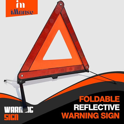 Warning Safety Triangle Kit, Emergency Roadside Warning Reflective Triangle 3 Packs with 2 LED Road Flare Light, Foldable with Storage Case for Roadside Breakdowns Emergenc