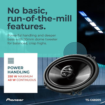 Pioneer G-Series TS-G6820S 6” x 8” 2-Way Speakers (Pair) – 250W Max, Balanced Sound + Smooth Treble, Great Stock Replacement, High-Efficiency Speaker Designed for OEM Power