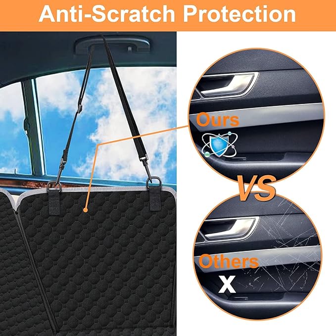 Mancro Dog Car Seat Cover, 2026 Upgraded 600D Heavy Duty Waterproof & Scratch-Resistant Dog Hammock for Car, Back Seat Pet Cover for Dogs with Sedan and Truck, X-Large, Black