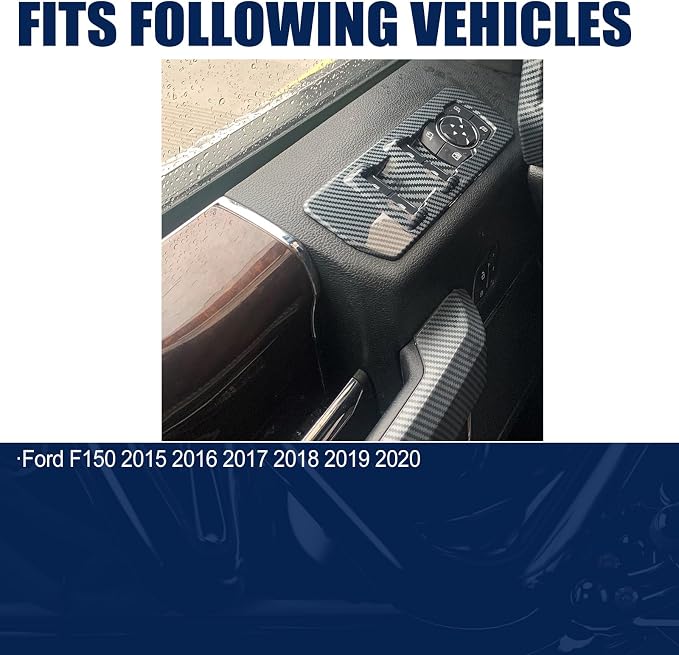 Carbon Fiber Window Lift Trim Switch Panel Cover Decorations for Ford F150 2015 2016 2017 2018 2019 2020 Accessories