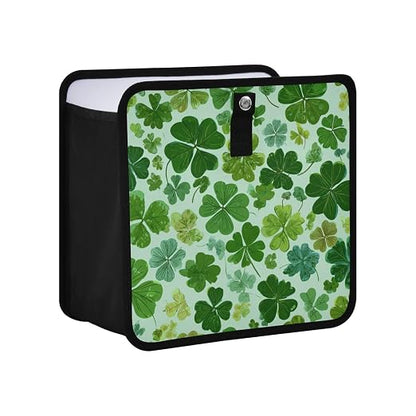 Car Trash Can Organizer Bin with Adjustable Strap for Back Front Seat Console Waterproof Leakproof Collapsible Portable 8.66 Inch Green Nature St Patrick Clovers