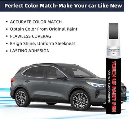 Carbonized Gray Metallic(N7) Car Touch Up Paint for Ford 2-in-1 Car Scratch Repair Pen with Fine Tip&Brush, DIY Color-Code Matched Auto Paint for Rock Chips Door Scratches Paint Nicks Bumper Marks