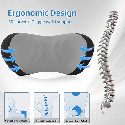 Lumbar Support Pillow for Office Chair - Lumbar Pillow for Car - Ergonomic Lumbar Support Pillow for Car Back Support Cushion