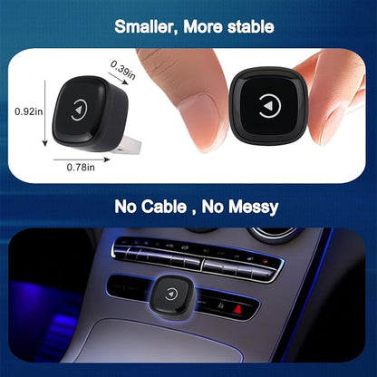 Wireless CarPlay Adapter for Apple Car Play, Small Mini Edition, Converts Factory Wired to Wireless CarPlay, Plug & Play Adapter for Apple iPhone iOS 10+ & Cars from 2015+(2026 Upgrade Black)