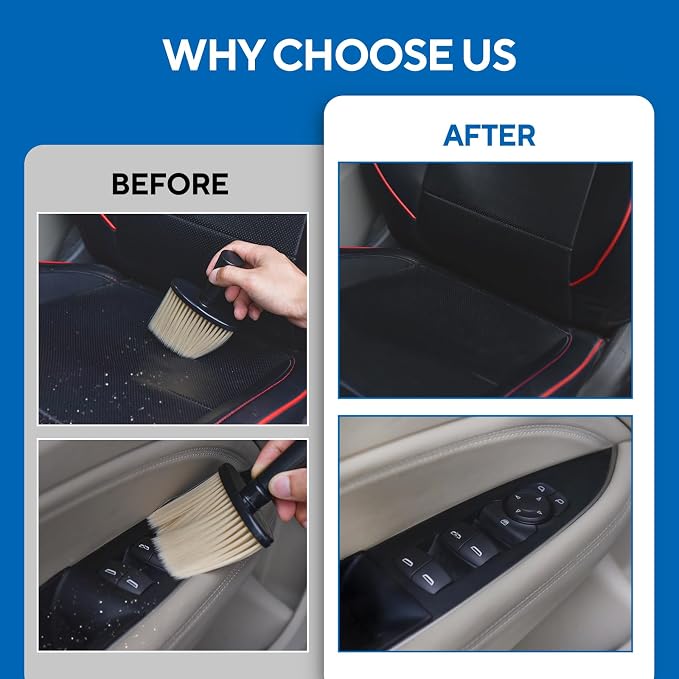 Car Detailing Brush, Automotive Interior Dusting Brush, Soft Car Interior Cleaning Tool for Dashboard Interior, Leather, Keyboard, Scratch-Free (2PCS-C)