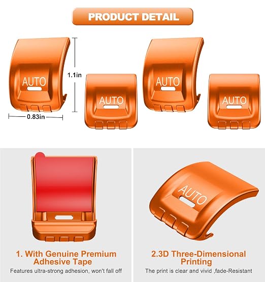 Upgrade Metal Window Switch Button Cover Fit for Jeep Wrangler JK JKU 2018 2017 2016 2015 2014 2013 2012 2011 Accessories,Interior Trim Kit 4PCS (Orange)