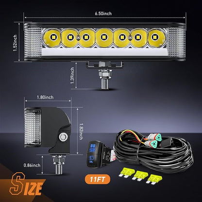 Nilight Side Shooter LED Light Pods with Amber DRL 6.5 Inch 2089LM Spot Flood Combo Offroad Driving Auxiliary Lights w/ 16AWG Wiring Kit for Truck ATV UTV Jeep