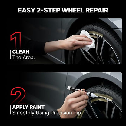 Wheel Scratch Fix® Silver Magic Car Scratch Remover Pen - Alloy Wheel Touch Up Paint Pen for Cars, Curb Rash Removal with Fast-Drying & Long-Lasting OEM Finish, Vehicles Rim Repair Paint for Chip (Light Silver (Pen Only))