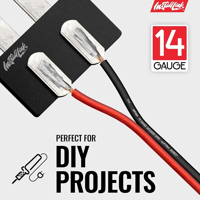 Install Link 14 Gauge Speaker Wire (Speaker Cable) for Car, Home or RV Audio Cable, 100ft, CCA