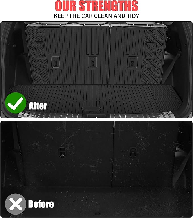 Floor Mats for 2021-2025 2026 Chevrolet/Chevy Tahoe/GMC Yukon 7 Seater with Trunk Mat All Weather TPE Rubber Cargo Liner Full Set for Chevrolet Tahoe/GMC Yukon Accessories (Not for Yukon XL)