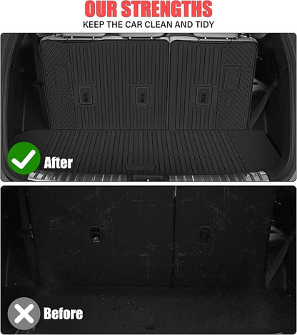 Floor Mats for 2021-2025 2026 Chevrolet/Chevy Tahoe/GMC Yukon 7 Seater with Trunk Mat All Weather TPE Rubber Cargo Liner Full Set for Chevrolet Tahoe/GMC Yukon Accessories (Not for Yukon XL)