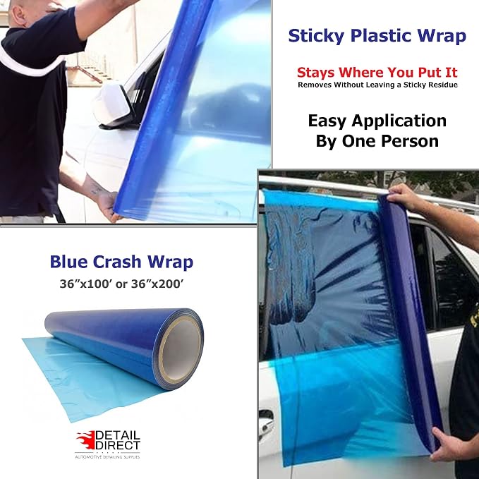 Collision Wrap, 36 inch x 200 feet, Blue Crash Film for Cars (36 x 200)