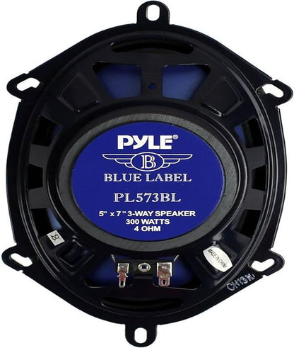 4) New Pyle PL573BL 5x7" 600 Watts 3-Way Car Coaxial Speakers Stereo Blue Four