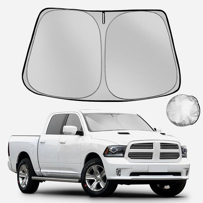 Windshield Sun Shade for 2010-2025 2026 Dodge RAM 2500 3500 Foldable Sun Sunshade for Car Front Window Blocks UV Rays and Heat Automotive Interior Protector Custom Fit Accessories