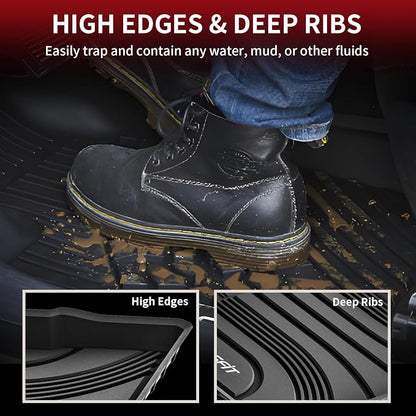 LASFIT Floor Mats for Hyundai Santa Fe 2021 2022 2023 (Only Fit Gas, Not Fit Hybrid or PHEV), All Weather TPE Custom Fit Car Floor Liners 1st & 2nd Row Mats Accessories, Black
