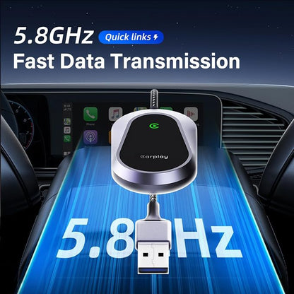 2026 Wireless CarPlay Adapter & Android Auto Wireless Adapter, Universal Plug & Play USB/Type-C, Titanium Alloy Fast Heat Dissipation, LED Music Sync Light, Fits 1000+ Car Models