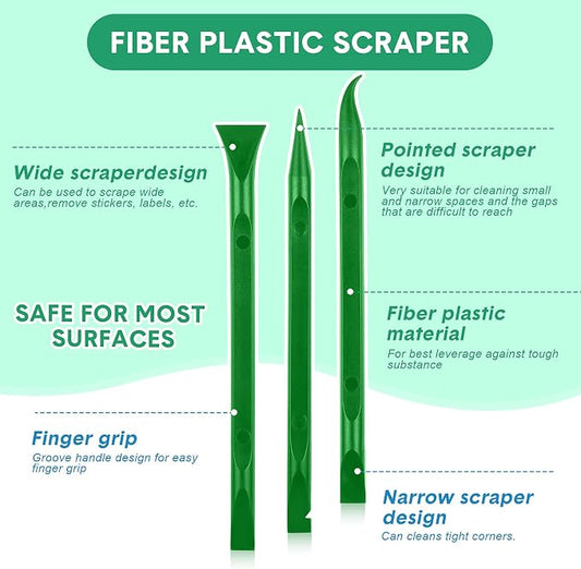 9 Pieces Plastic Scraper Tool Scratch Free Crevice Cleaning Sticker Remover Tool Multipurpose Non Scratch Scrapers for Tight Spaces, Kitchen, Crevices, Auto Detailing, Paint
