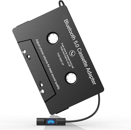 Car Audio Bluetooth 5.0 Cassette Receiver, Cassette Bluetooth Adapter for Car Tape Player, Wireless Cassette Aux Adapter with Hands-Free Calling, Universal Compatibility for Smartphones, Tablets