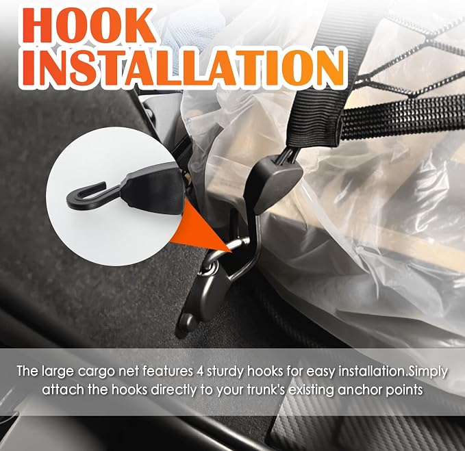 31.50"×23.62" Truck Bed Cargo Net Stretchable to 63"×47.24",High Elastic Cargo Net for Pickup Truck Bed with 4 Hooks & 2 Bundling Ropes,Universal Cargos Nets for SUV,Car,Trucks