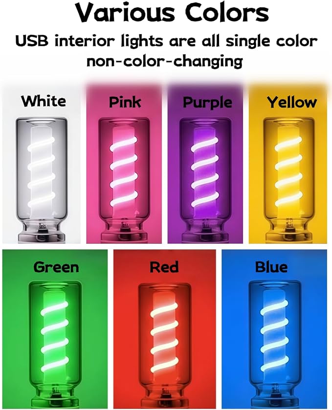 LED Car Interior Light, Touch Control USB Night Lamp, Retro Style Ambient Lighting for Auto, Bedroom, Desk (2PCS Purple)