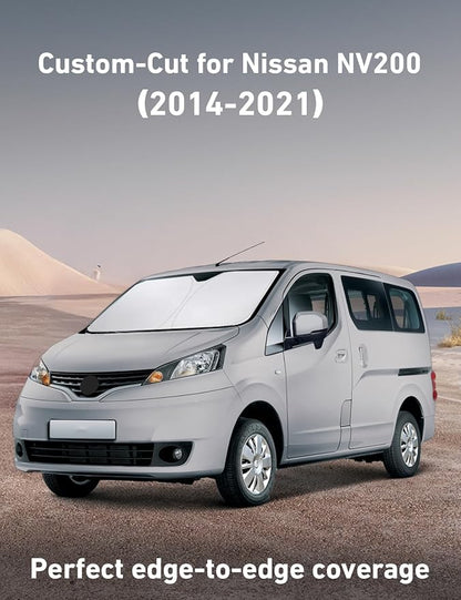 EcoNour Windshield Sunshade Compatible for Nissan NV 200 2014-2019 2020 2021, Sun Visor for Front Windshield & Window Sun Shade Cover, UV Heat Blocker & Protector, Car Accessories