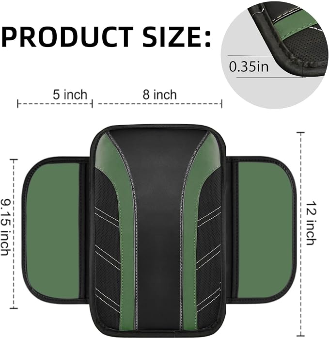 NBTEPEM 10 Pcs Car Floor Mats Full Set & Sport Leather Steering Wheel Cover 14.5-15 inch, Center Console Cover, Seat Belt Cushion, Cup Holder Coaster, Universal Automobile Interior Sets (Green)